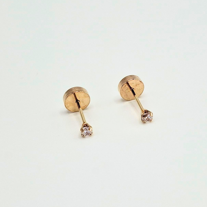Aros abridores para bebé y niña, modelo grifa P blanco, oro 18k
