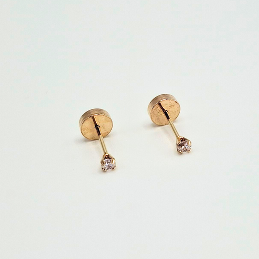 Aros abridores para bebé y niña, modelo grifa P blanco, oro 18k