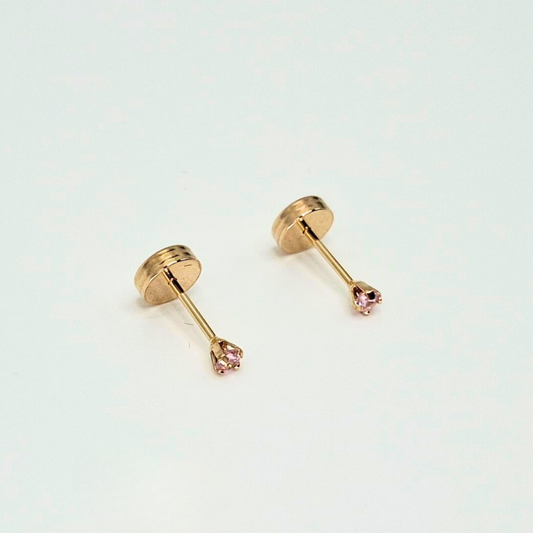 Aros abridores para bebé y niña, modelo grifa P rosa, oro 18k