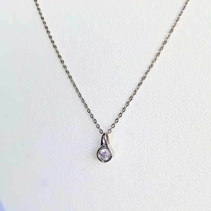 Collar Punto de luz valier, oro blanco italiano 18k